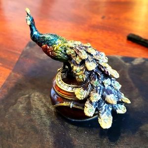 Enameled Peacock Ring Box.